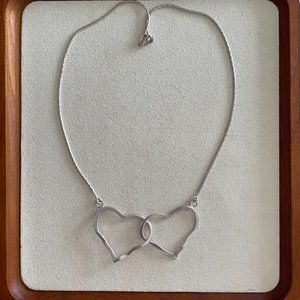 Vintage Sterling Silver Double Hearts Necklace
